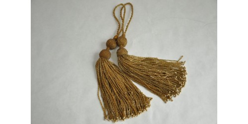 Rare Antique French Passementerie Pair of Glass Beads Tassels